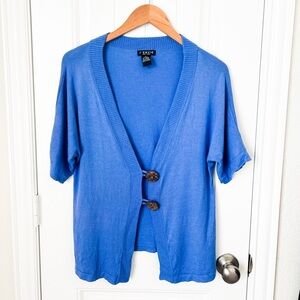 J’Envie New York Short Sleeve Blue Button Cardigan Size Medium